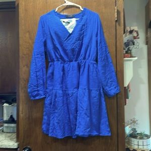 FANCYINN Royal blue long sleeve dress with pockets. Size M. New with tags.